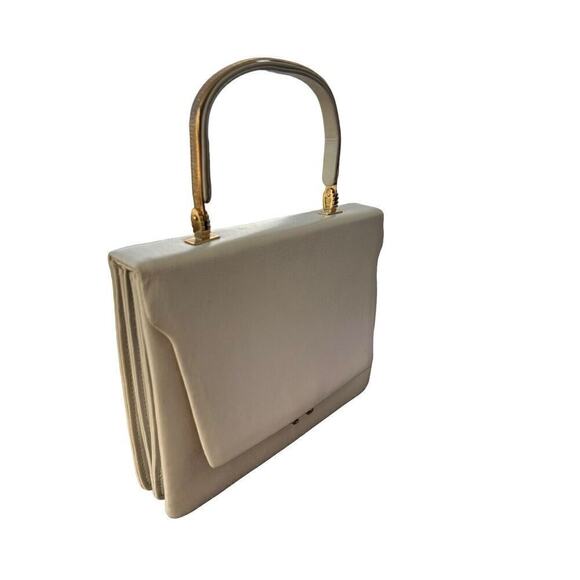 Ginza Kanematsu White Patent Leather Gold Hardware Vintage Evening Purse Bag - Picture 3 of 16